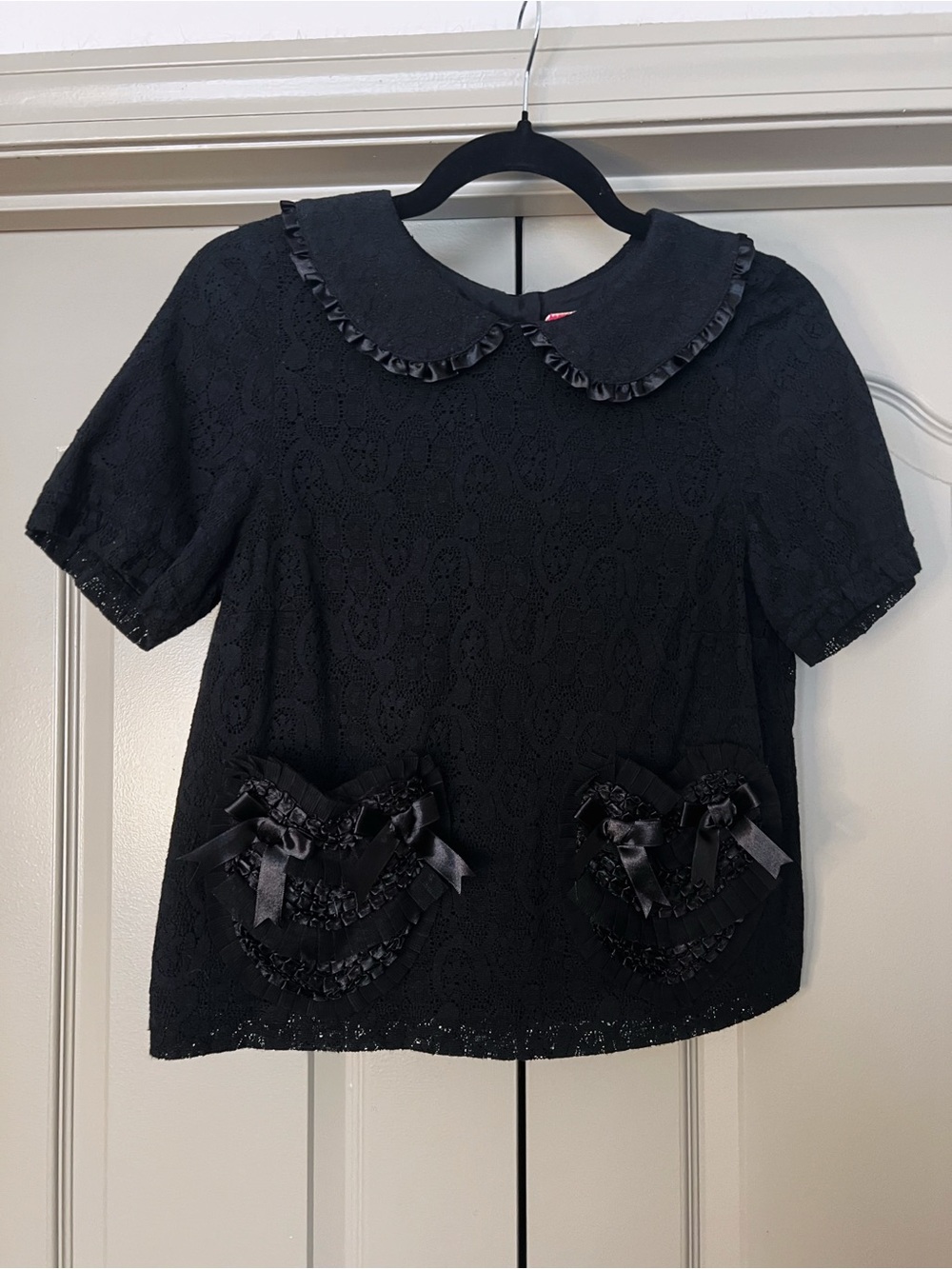 Manoush Black Lace Peter Pan Collar Whimsigoth Top